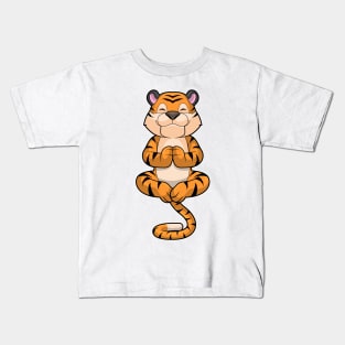 Tiger at Yoga Fitness Kids T-Shirt